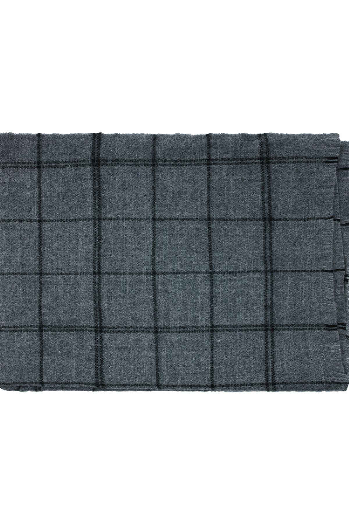 Checkered grey winter scarf Dark Grey Polyester h5 Picture3