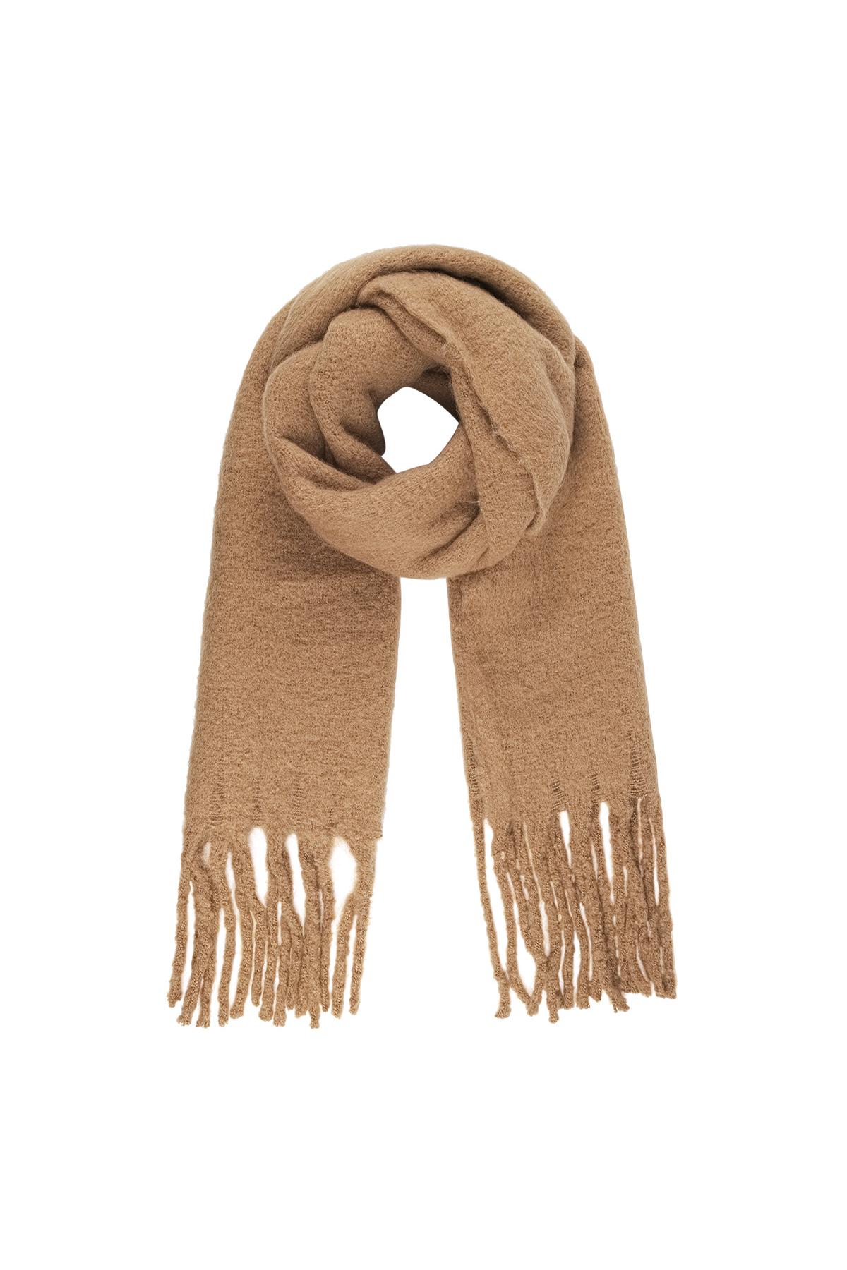 Warm winter scarf solid color camel Polyester h5 