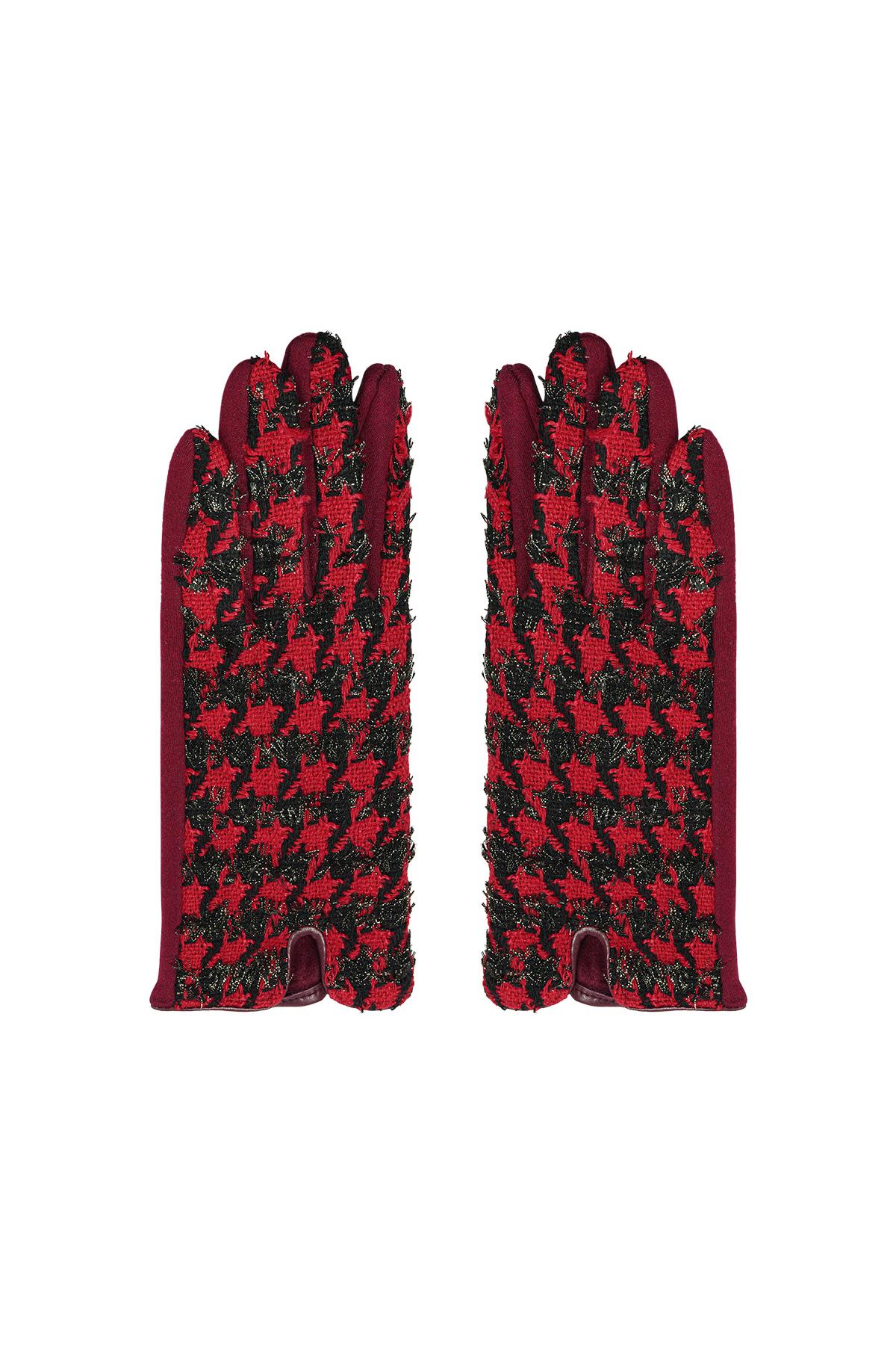 Pied de poule gloves Red Polyester One size 