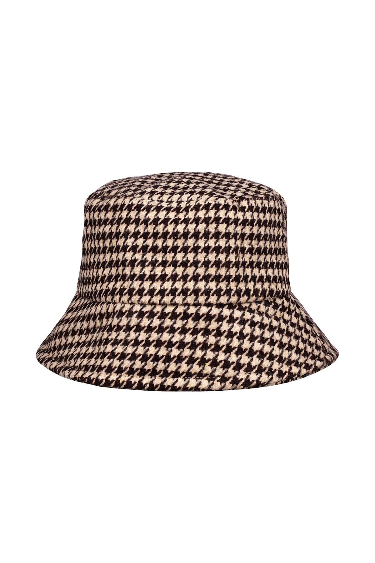 Bucket hat checkered Beige Polyester h5 