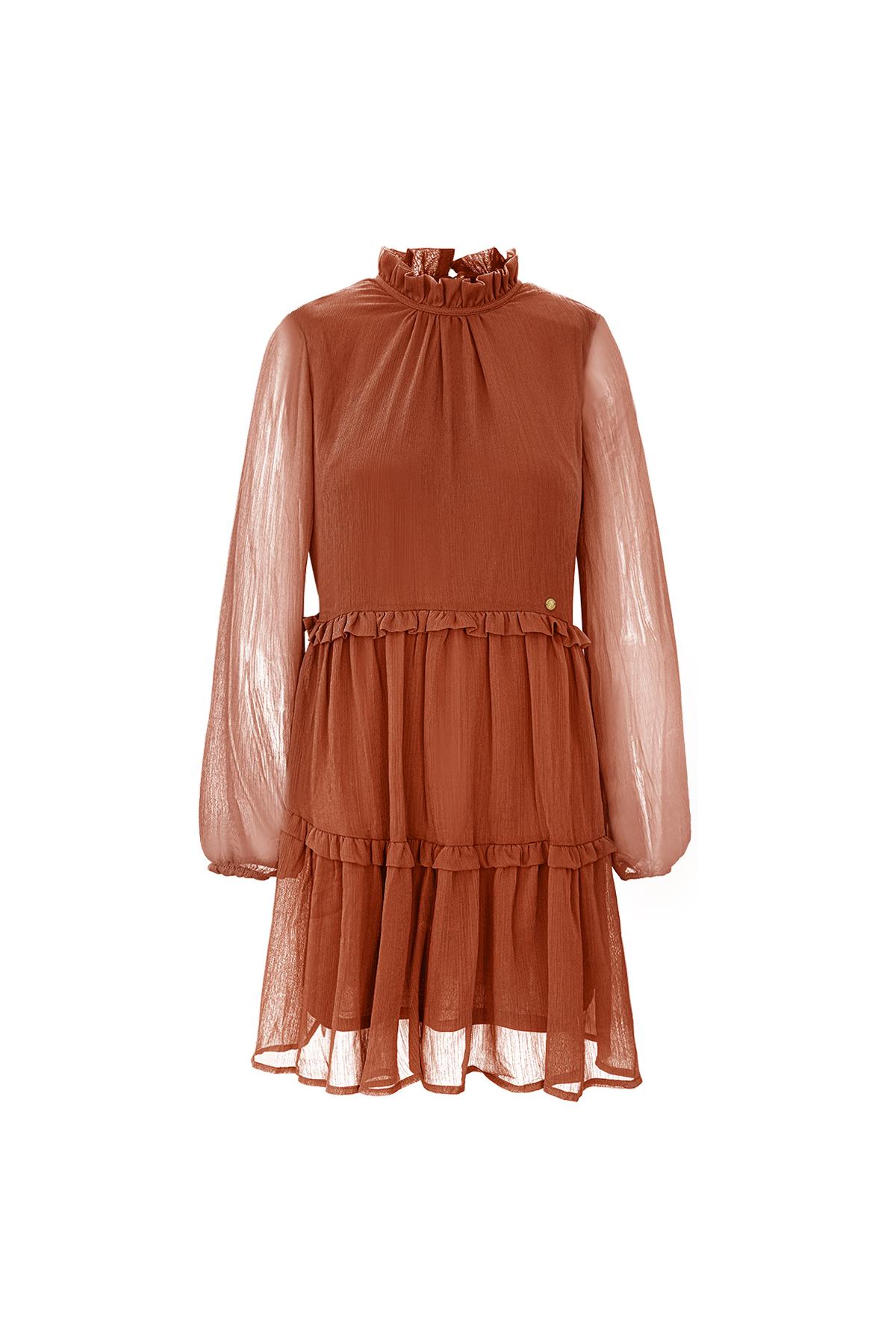 Ruffle chiffon dress Brown S h5 