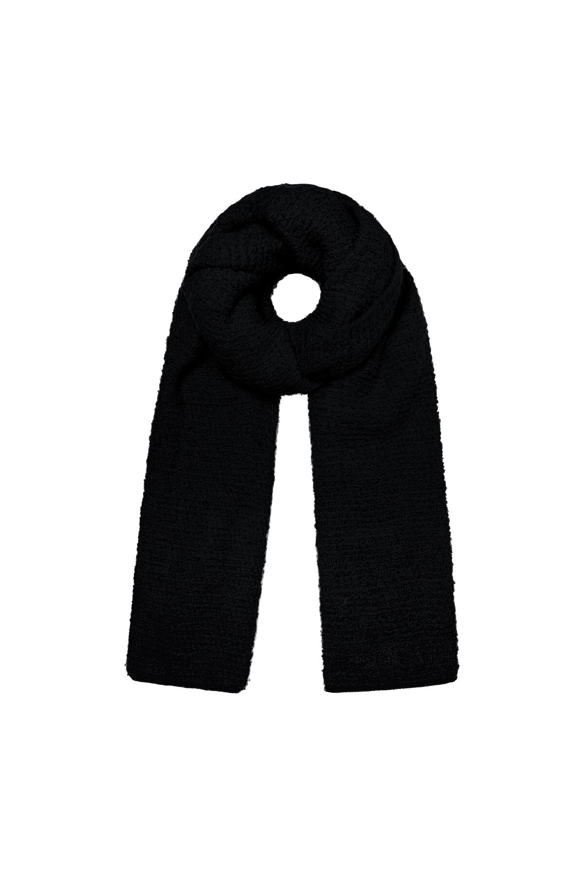 Winter scarf with relief pattern Black Polyester 