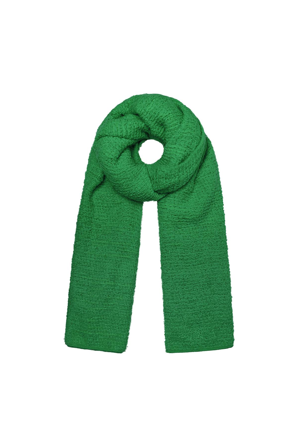 Winter scarf with relief pattern Green Polyester h5 