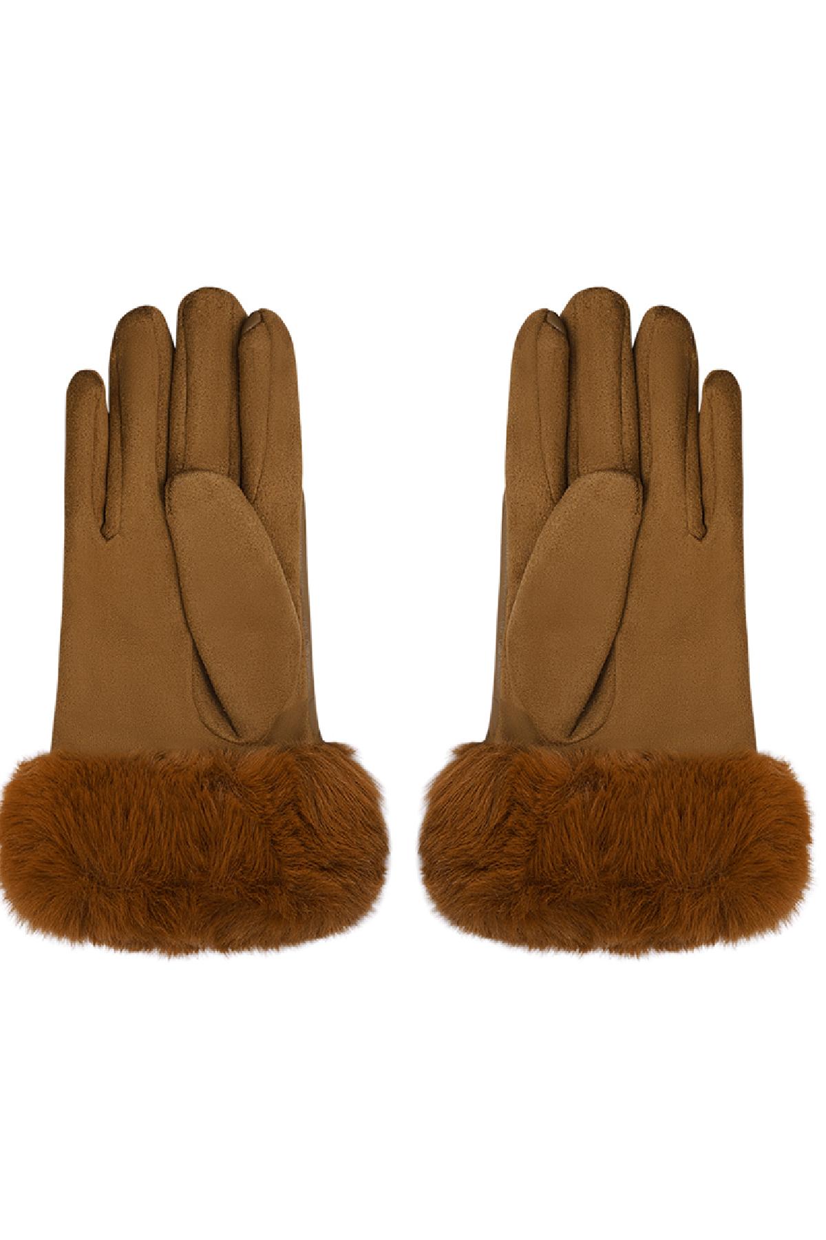 Gloves with faux fur and leather look Beige Polyester One size Picture3