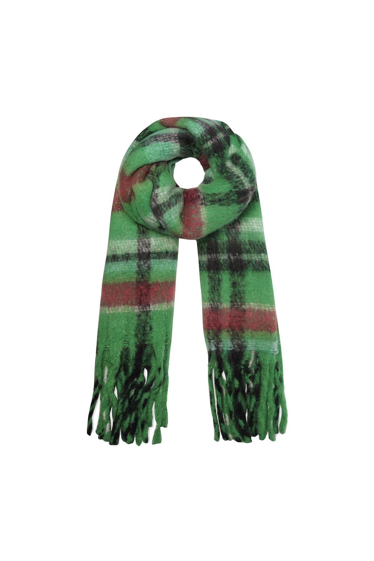 Checkered winter scarf green Polyester h5 