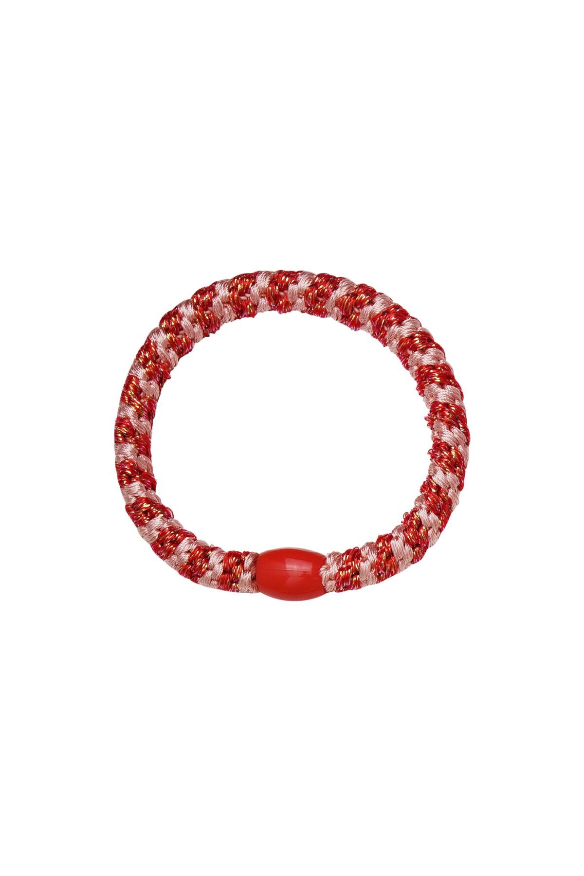 Hair tie bracelets 5-pack Red Polyester h5 