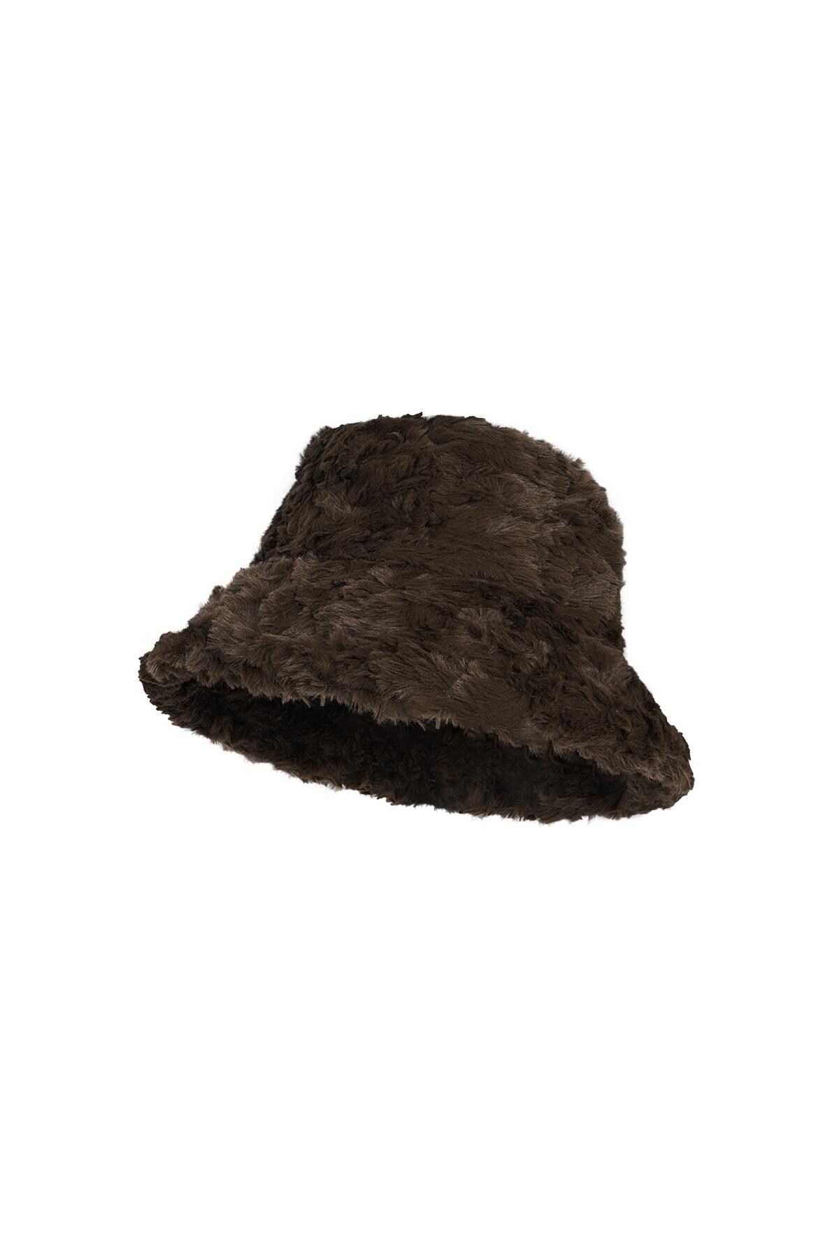 Bucket hat fluffy Brown Polyester 