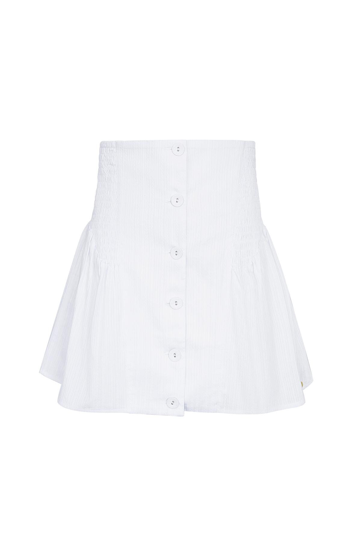 Skirt with buttons and smock detail White S 