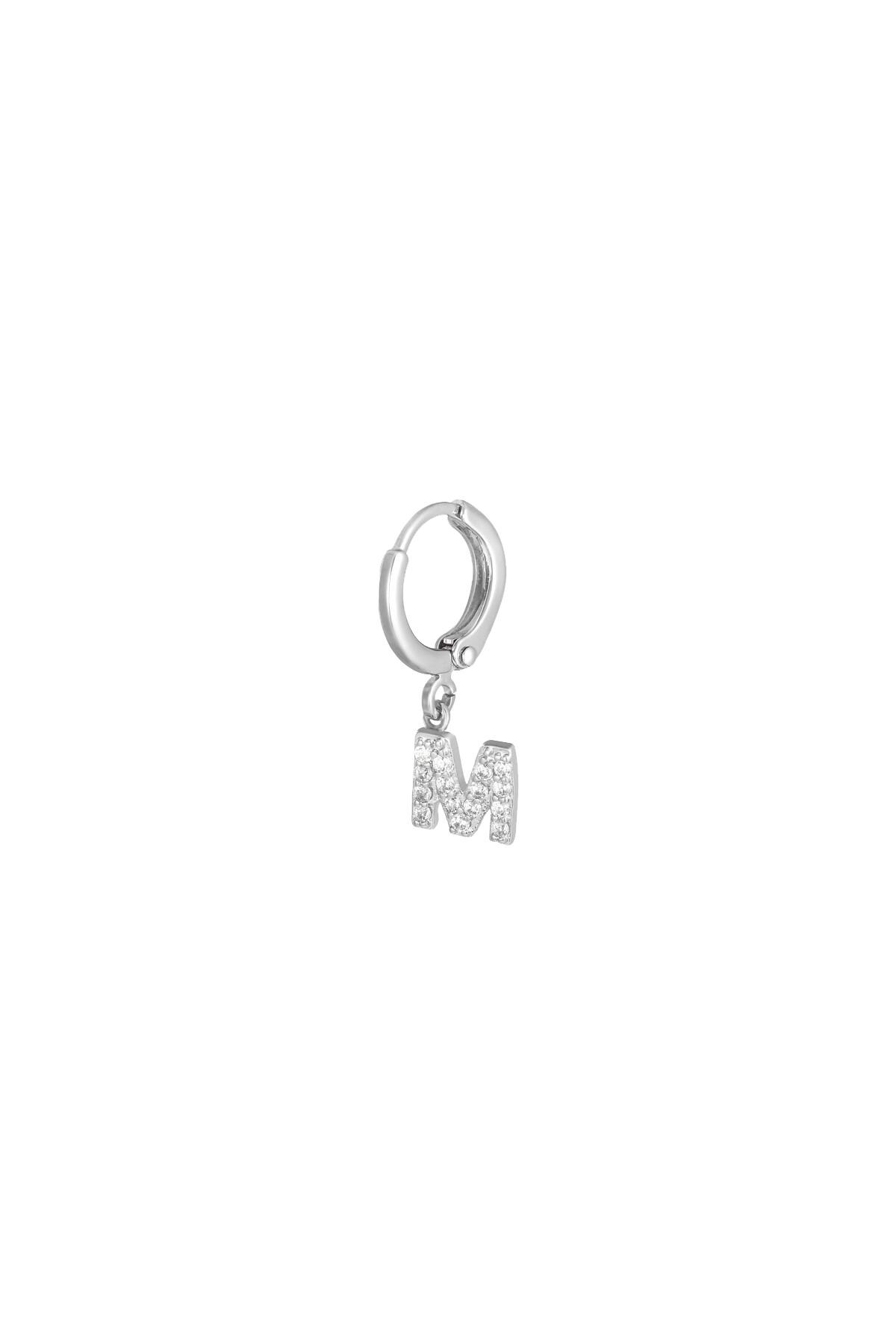 Silver color / Earrings Initial M Silver Copper Picture40